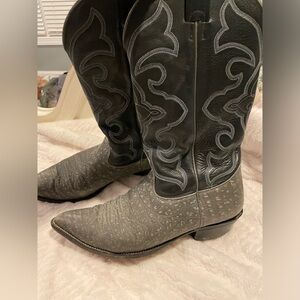 Vintage Nocona Boots Elephant Pattern Cowboy Grey Size 11 1/2 D